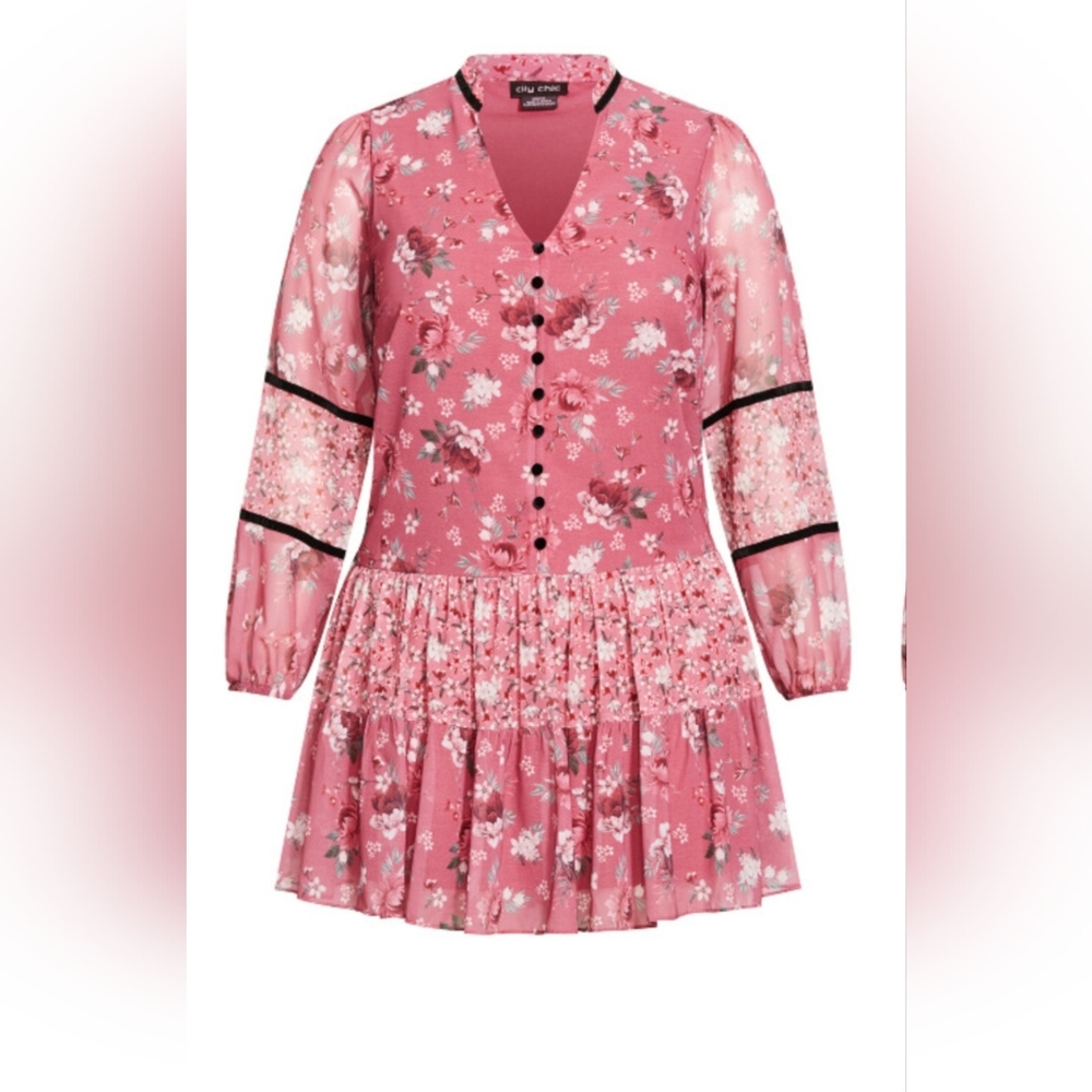 City Chic Pink and White Floral Laura Dress
